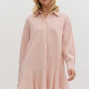 Chic Pink and White Striped Dress